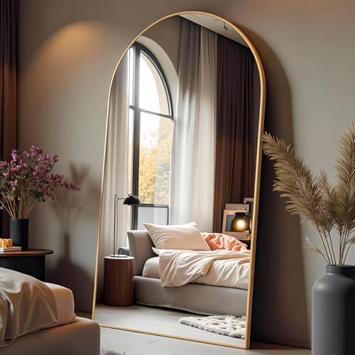 ITSRG Full Length Mirror with Stand, 47"x91" Floor Mirror Freestanding, Arched Mirror, Oversize(Gold) by ITSRG