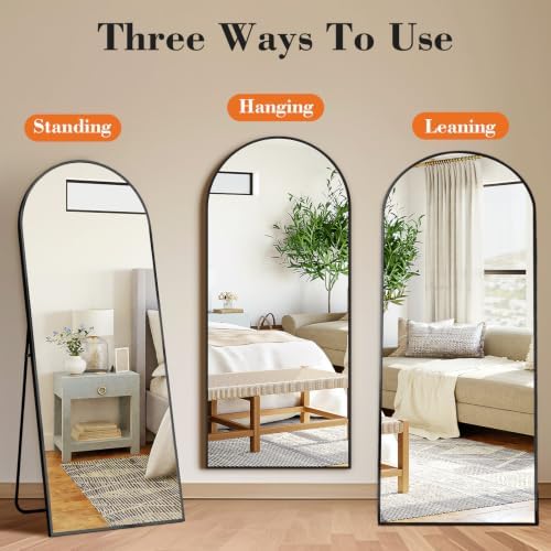 DUMOS 63"x20" Arched Full Length Floor Mirror, Full Body Mirror with Stand - Image 6