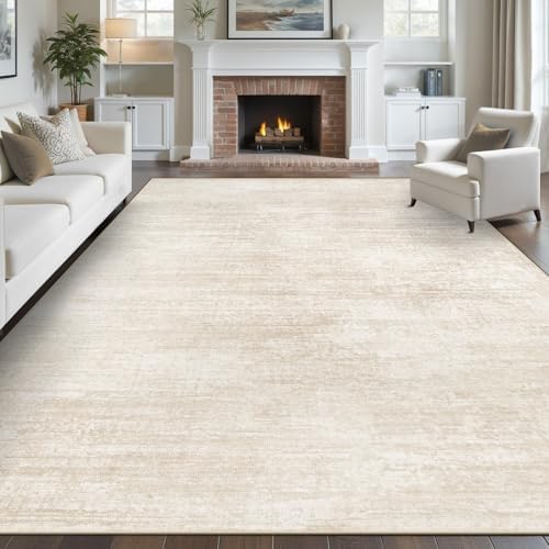 pmtsns Area Rugs 8x10 for Living Room: Washable Rug Modern Abstract Neutral Soft Non-Slip Low-Pile Indoor Large Carpet for Bedroom Dining Room Playroom Home Office (Beige, 8'x10') by pmtsns