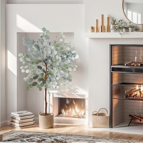 Artificial Eucalyptus Tree 4FT with White Silver Dollar Leaves - Image 2