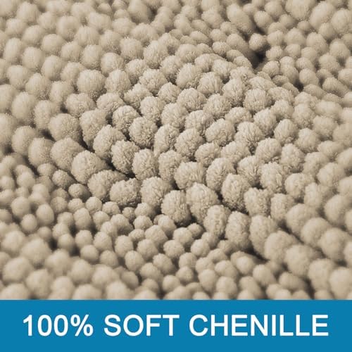 H.VERSAILTEX Bath Mats for Bathroom Non Slip Thick Chenille Striped Bath Rug Absorbent Fluffy Soft Shaggy Rugs Washable Dry Fast Plush Mats for Indoor, Bath Room, Tub - 24" x 36", Fog - Image 3