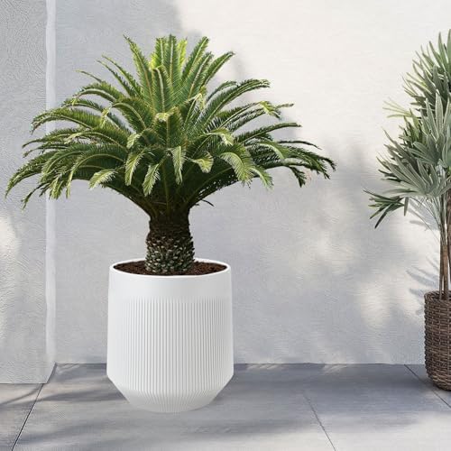Plant Pots，Set of 2 Plastic Large Pots for Indoor Plants,Flower Pots Outdoor Planters with Drainage Hole and Seamless Saucer,(White 15Inches) - Image 7