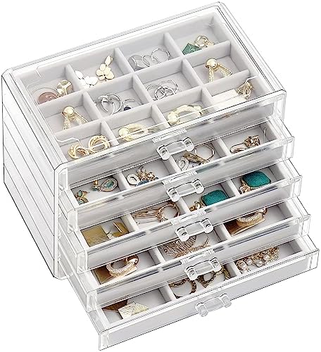 ProCase Earring Holder Organizer Jewelry Box with 5 Drawers, Grey by ProCase