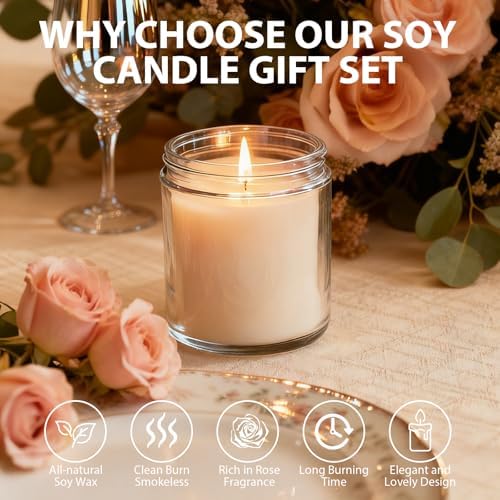 12 PCS 8oz Large Rose Scented Long Lasting Pure Soy Wax Candles | Relaxing Home Fragrance | Premium Bulk Gift Set | Wedding Favors, Spa, Hotel & Corporate Events - Image 3