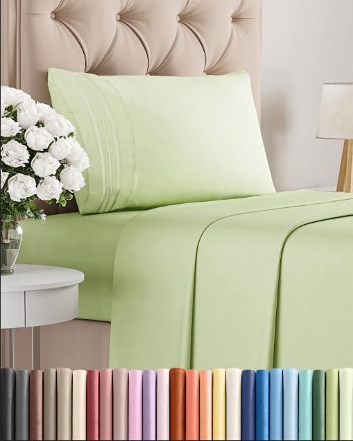 Twin Size 3 Piece Sheet Set - Comfy Breathable & Cooling - Light Sage Green by CGKUnlimited