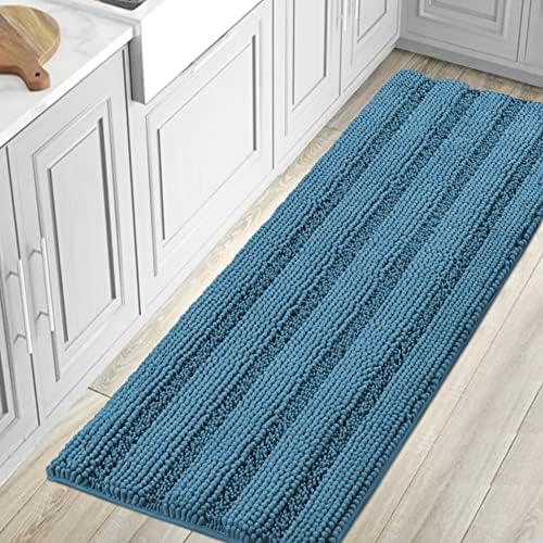 H.VERSAILTEX Bathroom Rugs Bath Mat Runner Rug Non Slip Kitchen Rug Extra Long Bath Rug Runners Oversized 59" x 20" Absorbent Washable Dry Fast Plush Area Rug for Bathroom/Bedroom - Turquoise Blue by HVERSAILTEX