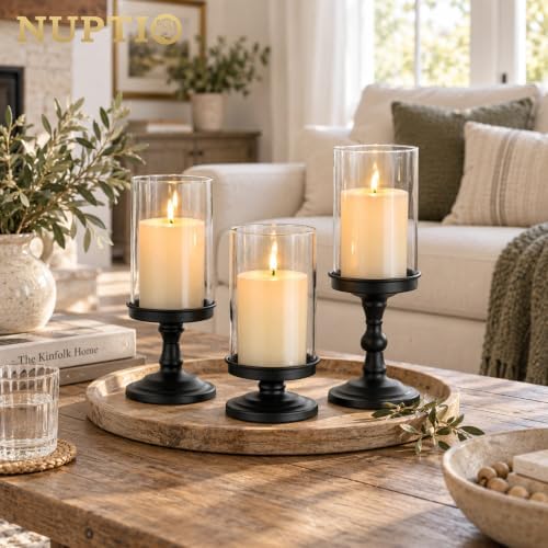 NUPTIO Pillar Candle Holder for Halloween: Hurricane Glass Candleholder - Image 2