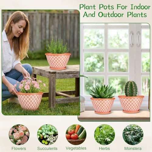 Nooulap 8 Inch Plant Pot, 6 Pack Small Flower Pots - Image 6