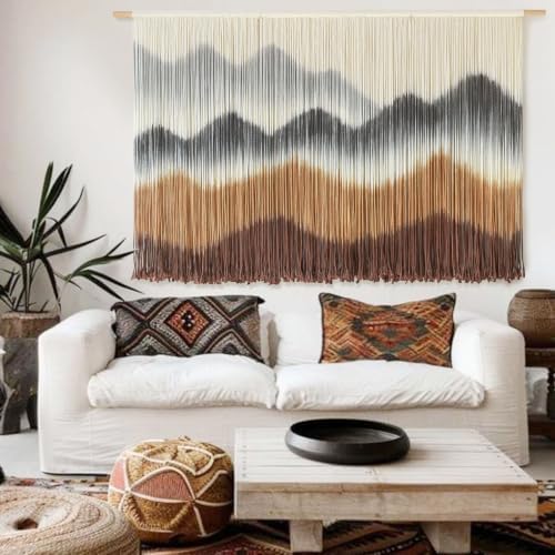 Macrame Wall Hanging Dip-Dyed Mountain Fiber Art Craftsmanship 57"W*35"L by IOWER