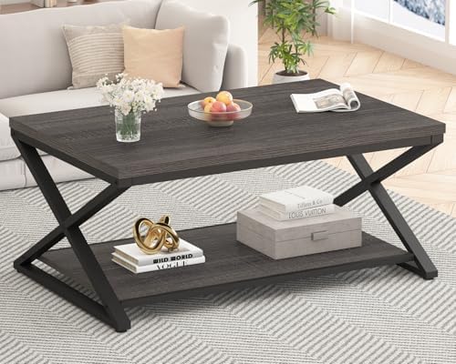 HSH 39" Rectangle Coffee Table with Storage for Living Room, Dark Gray - Image 3