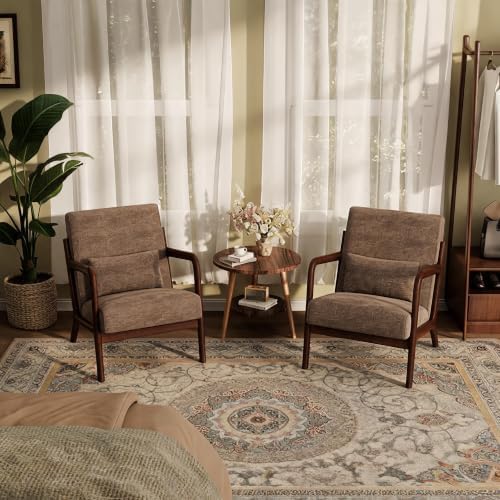 Garvee Mid Century Accent Chair, Upholstered Armchair with Lumbar Pillow - Image 6