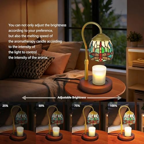 Dragonfly Tiffany Style Candle Warmer Lamp, Adjustable Height - Image 5