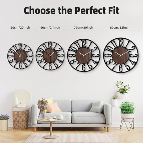 32" Silent Large Wall Clock – Glow Night Light, Battery Operated - Image 3