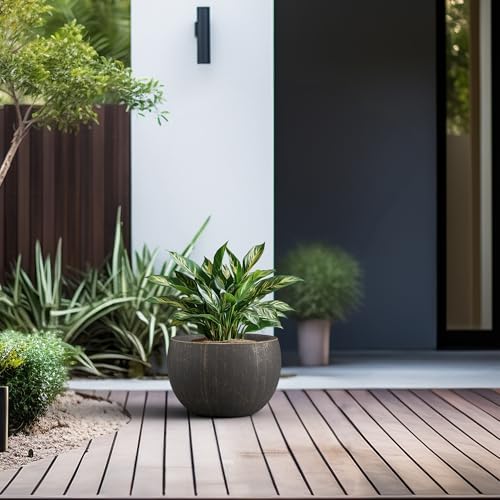 Kante Large Round Bowl Vintage BRN Concrete Planter 19.9" Dia, Outdoor - Image 4
