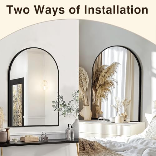 FICTOR 2 Pack 24" x 36" Arched Bathroom Vanity Mirror for Over Sink, Black - Image 6
