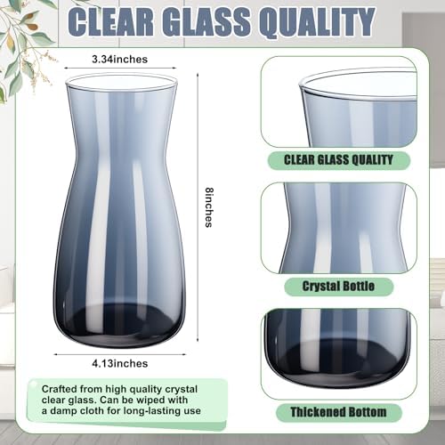 Thenshop 10 Pcs 8'' Tall Clear Glass Flower Vase for Bouquet, Smoke Grey - Image 2