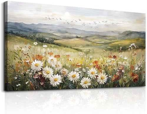 FUHAIHUA Canvas Wall Art For Living Room Large Framed Wall Decor For Office Modern Bedroom Decorations Prairie Flowers Landscape Pictures Farmhouse Paintings Artwork Aesthetic Home Decor 30" x 60" by FUHAIHUA
