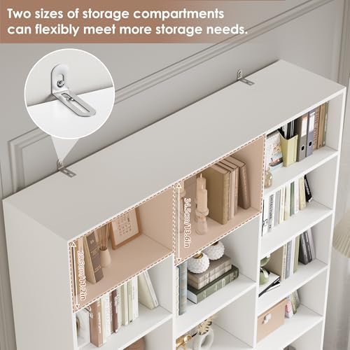 FACBOTALL Triple Wide Bookshelf, Large Bookshelf with 17 Display Shelves - Image 6