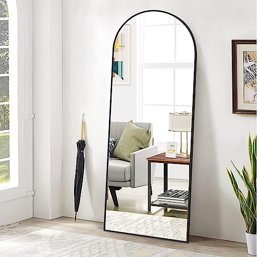 BEAUTYPEAK 65"x24" Full Length Mirror, Arch Full Body Floor Mirror, Wall Mirrors Hanging or Leaning Arched-Top with Stand for Bedroom, Dressing Room, Black by BEAUTYPEAK