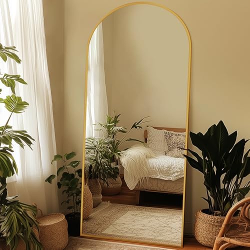 71"x32" Arched Full Length Mirror, Large Floor Mirror, Gold by Unknown