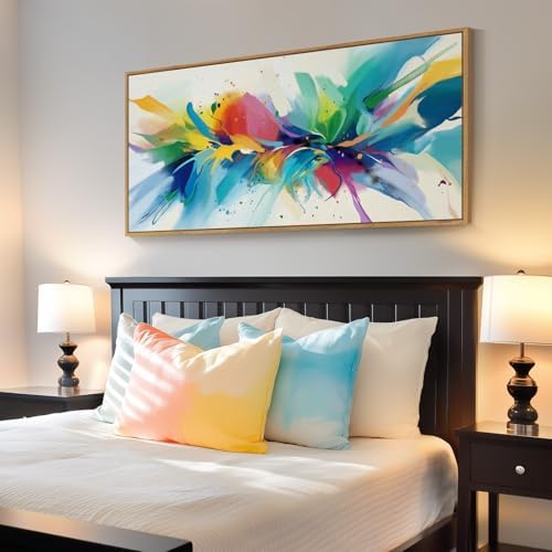 Large Framed Colorful Abstract Wall Art for Living Room, Horizontal 30x60 - Image 4
