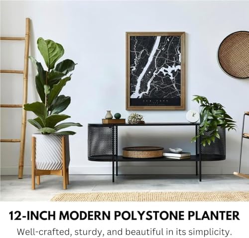 Fox & Fern Large Planter for Indoor or Outdoor, White Matte, 12 Inch - Image 2