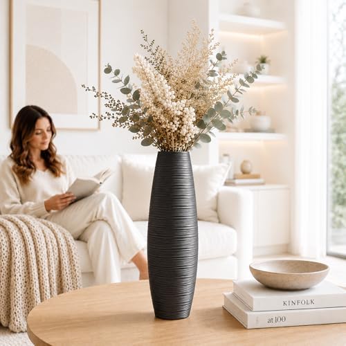 Leewadee Large Floor Vase 20 inches Polyresin for Pampas Grass, Dried Flowers - Image 2
