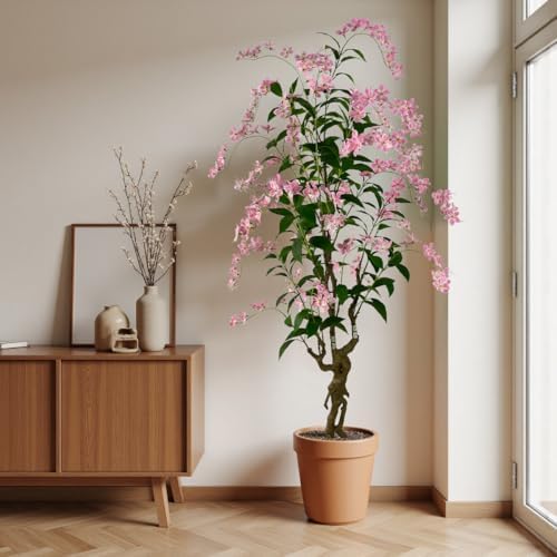 7ft Artificial Pink Jasmine Potted Tree - Image 7