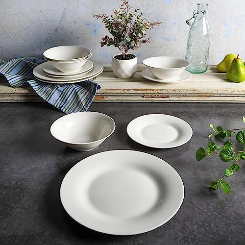 Gibson Home Zen Buffet Round 12 Piece Porcelain Chip and Scratch Resistant Dinnerware Plates and Bowls Set, Scratch & Chip Resistant - Image 3