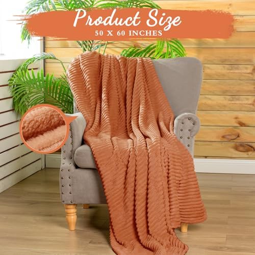 Buryeah 6 Pcs Flannel Blankets Bulk,Fall Outdoor Wedding, Orange - Image 2