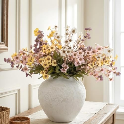 White Rustic Large Round Vase for Table Centerpieces 11 inches, Arina Vase, Earthy Stone Look, Textured, Modern Homes Farmhouse Centerpiece Decor - Image 6