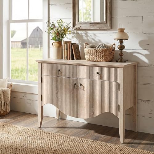 FUSUNBAO 40" Fluted Buffet Cabinet, Sideboard Credenza with Drawer,Walnut - Image 6