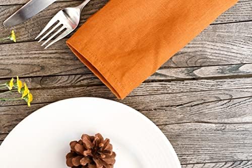100% Pure Linen Dinner Cloth Fall Napkins 15 x 15 Inch Caramel - Set of 6 Pack European Flax Natural Fabric Washable for Thanksgiving Home and Kitchen - Image 3
