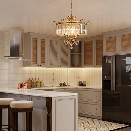 Modern Crystal Chandelier for Dining Room 24" Large Gold 6-Light Farmhouse Pendant Lighting Fixtures for Living Room Kitchen Island Hallway Bedroom Foyer - Image 2