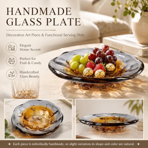 Hand Blown Glass Bowl Decorative Dish Fruit Bowl Home Decor - Image 4
