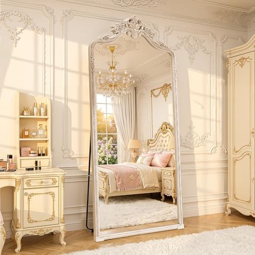 Arch Full Length Mirror 71"x32",Baroque Ornate Vintage Floor Standing Frame - Image 5