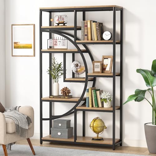 Tribesigns Industrial Bookshelf Bookcase with 9 Open Shelf (Light Oak) by Tribesigns