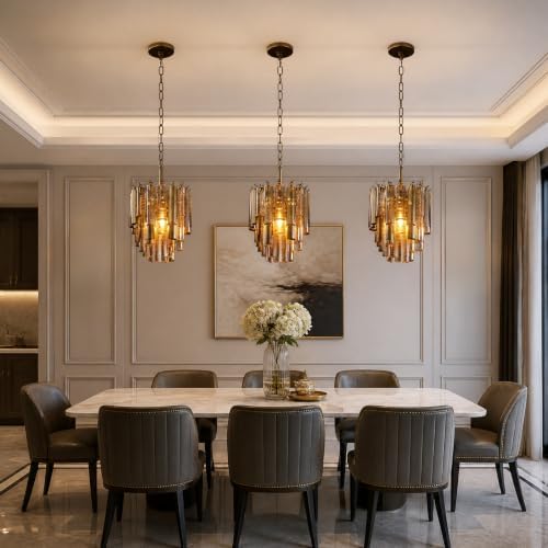 Glass Pendant Light, 10" Gold Modern 1-Light Pendant Lights Kitchen Island - Image 3