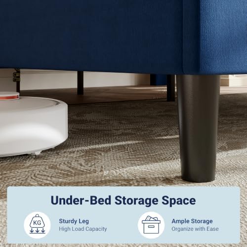 Allewie Cal King Platform Bed Frame with Velvet Upholstered Headboard - Image 5