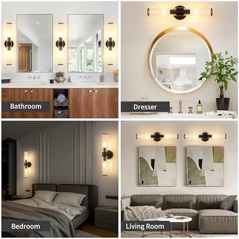 Morauroral Black Battery Operated Wall Sconces Set of 2 - Image 7