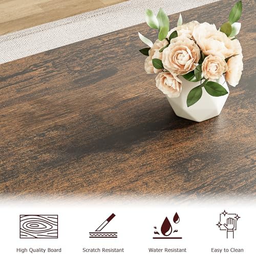 GarveeHome Kitchen Table with 2 Benches, Dining Table Set for 4,Brown - Image 7