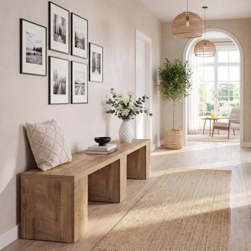 Tribesigns 78.74" Extra Long Dining Bench, Farmhouse Kitchen Wood Bench - Image 6