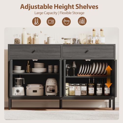 Mericonia Sideboard Buffet Cabinet Storage, Modern Wood Console Fluted Credenza - Image 7