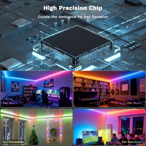 MIWISE LED Strip Lights,RGB Smart IC COB LED Strip Light Color Chasing,24ft Multicolor Flexible LED Tape Light,Music Sync with APP Control,Addressable DIY 16M Colors,for Cabinet,Bedroom,Party Decor - Image 3
