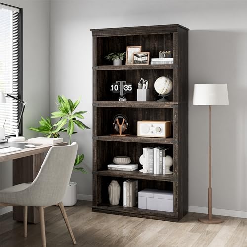 GarveeHome 5 Tier Farmhouse Bookcase, 67.4 in Tall Book Shelf with Storage by GarveeHome