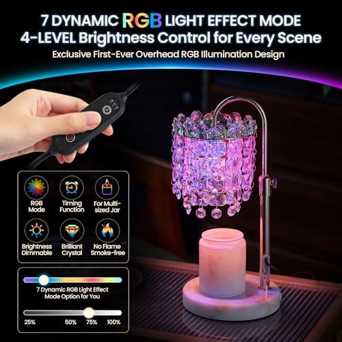 Candle Warmer Lamp with Timer Dimmer Adjustable Height for New Home Bedroom,Vintage Home Decor for Scented JaR 3 Bulbs for New Home Decor, Women Mom Christmas Birthday Gifts,Black (RGB Fgold) - Image 3