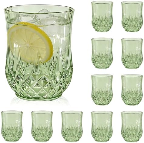 12 Pack Plastic Stemless Wine Glasses, 12oz Unbreakable Wine Cups by LEYIQU