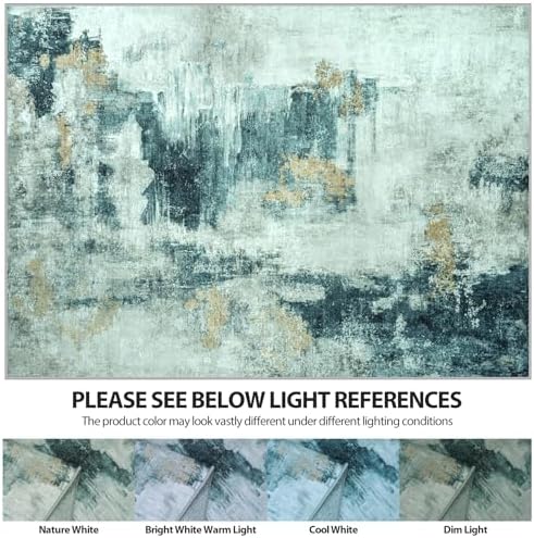 5x8 Area Rugs for Living Room Washable Bedroom Dining Room Teal Grey Gold - Image 7