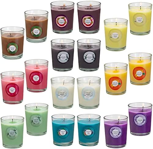 YOROXRG Scented Candles, Jasmine, Rose, Vanilla, Bergamot, fig, Lavender, Lemon, Spring,Strawberry, Rosemary, Aromatherapy Candles,Soy Wax Glass Jar Candle - 20 Pack by YOROXRG