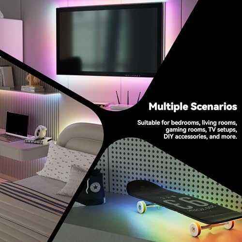 MIWISE 5V USB COB LED Strip Lights,RGB Smart IC LED Strip with App Control,Bluetooth Addressable Music Sync Color Changing Strip Lights,3M Back-Adhesive for Gaming Room PC Home Decor 6.56ft - Image 7